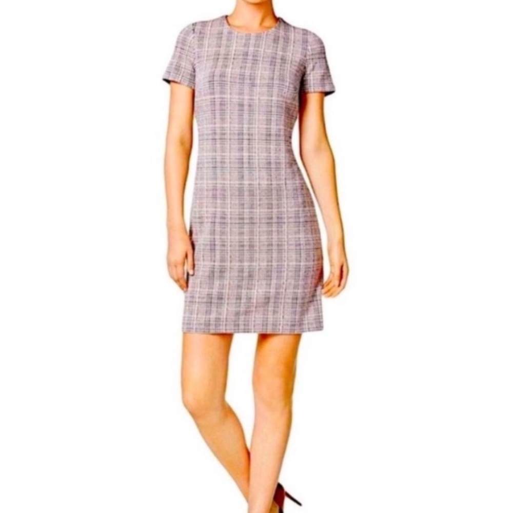 Calvin Klein Sheath Dress Plaid Print Size 12